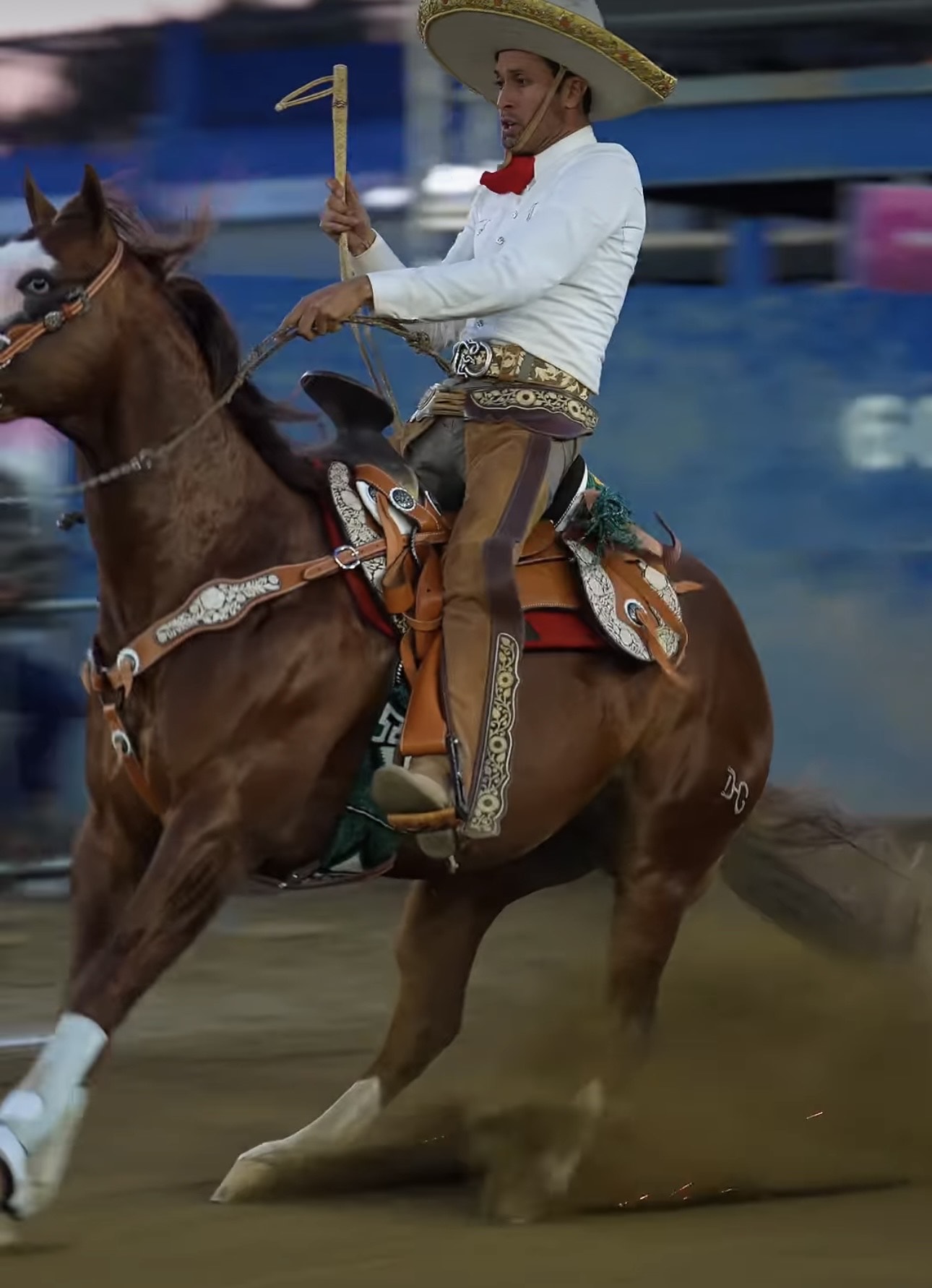 Sparks fly during Charrería competiton