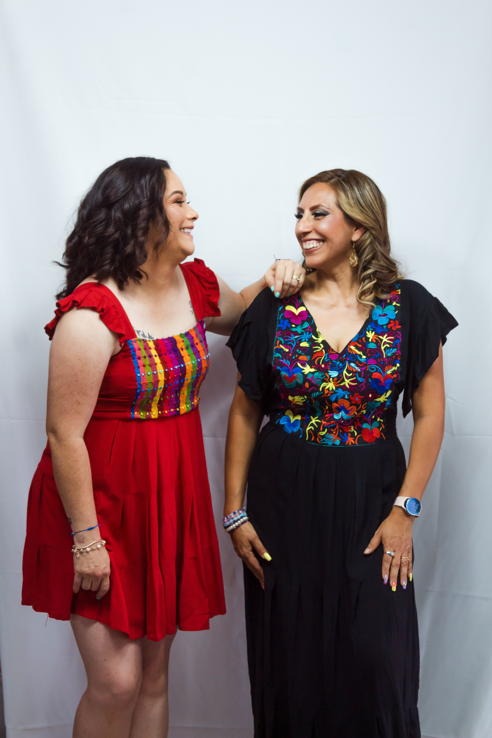 Mexican women wearing handcrafted Mexican clothing